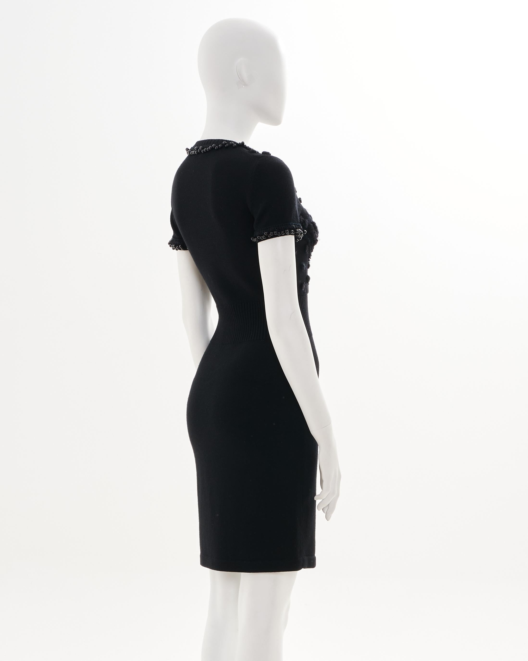 Women's Chanel by Karl Lagerfield Black Cashmere Embellished Dress with Beading Details For Sale