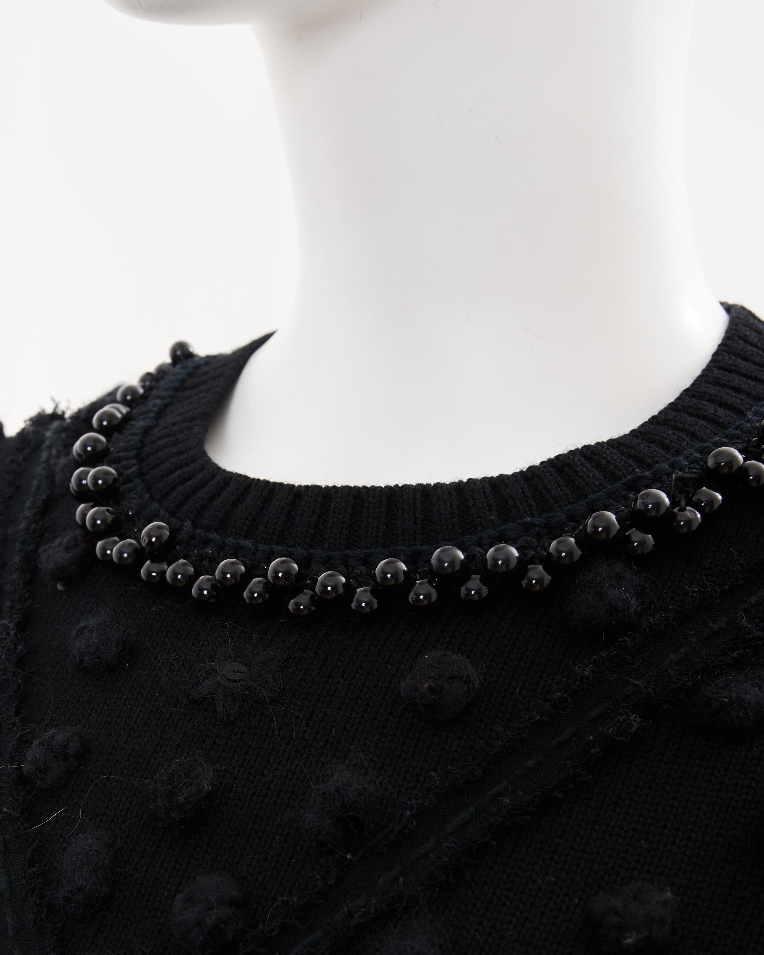 Chanel by Karl Lagerfield Black Cashmere Embellished Dress with Beading Details For Sale 3