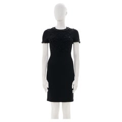 Chanel by Karl Lagerfield Black Cashmere Embellished Dress with Beading Details