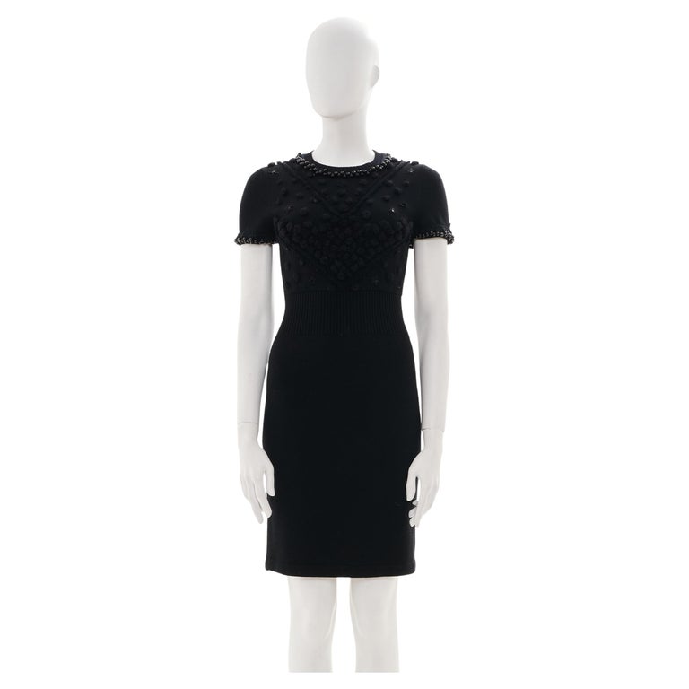 Chanel by Karl Lagerfield Black Cashmere Embellished Dress with Beading  Details