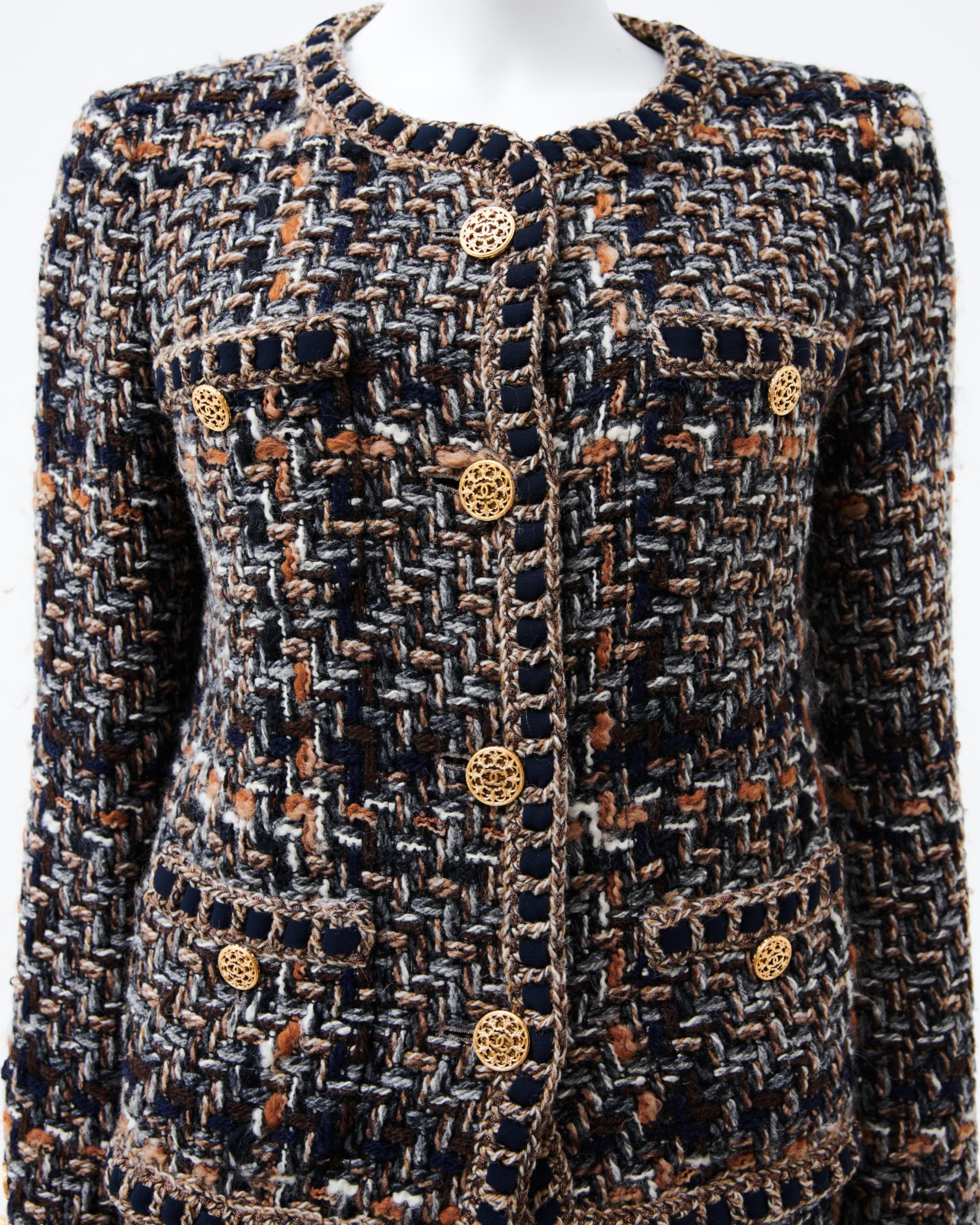 Chanel by Karl Lagerfield Pre-Fall 2016 Tweed Set Jacket Pants Skirt and Hermes in vendita 7