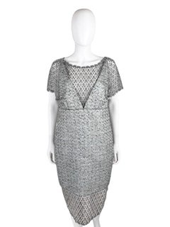 Chanel by Karl Lagerfield Resort 2014 Silver Metallic Tweed & Lace Dress