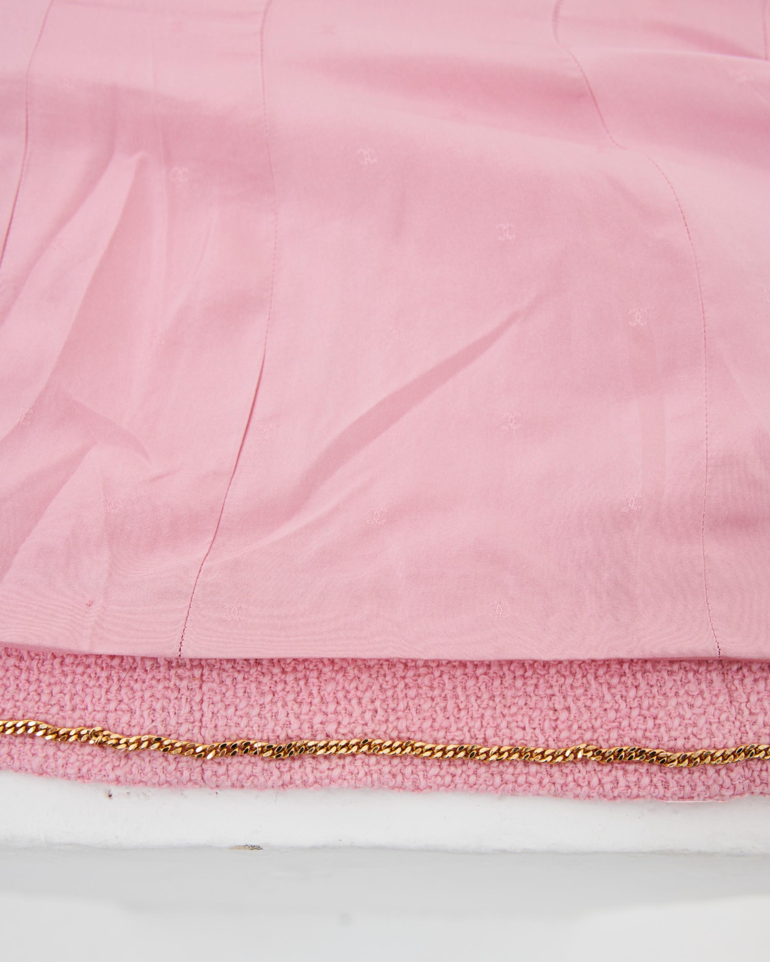 Chanel by Karl Lagerfield S/S 1992 Wolle Rosa Tailleur im Angebot 6