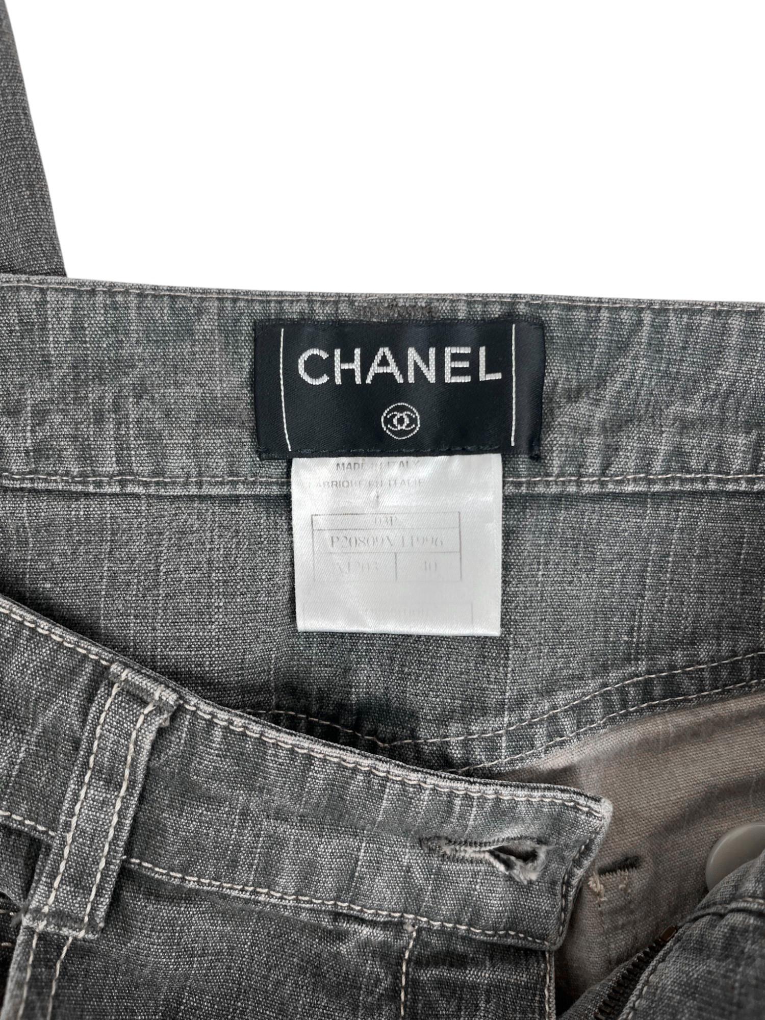 Chanel by Karl Lagerfield S/S 2003 Grey Bootcut Jeans en vente 4