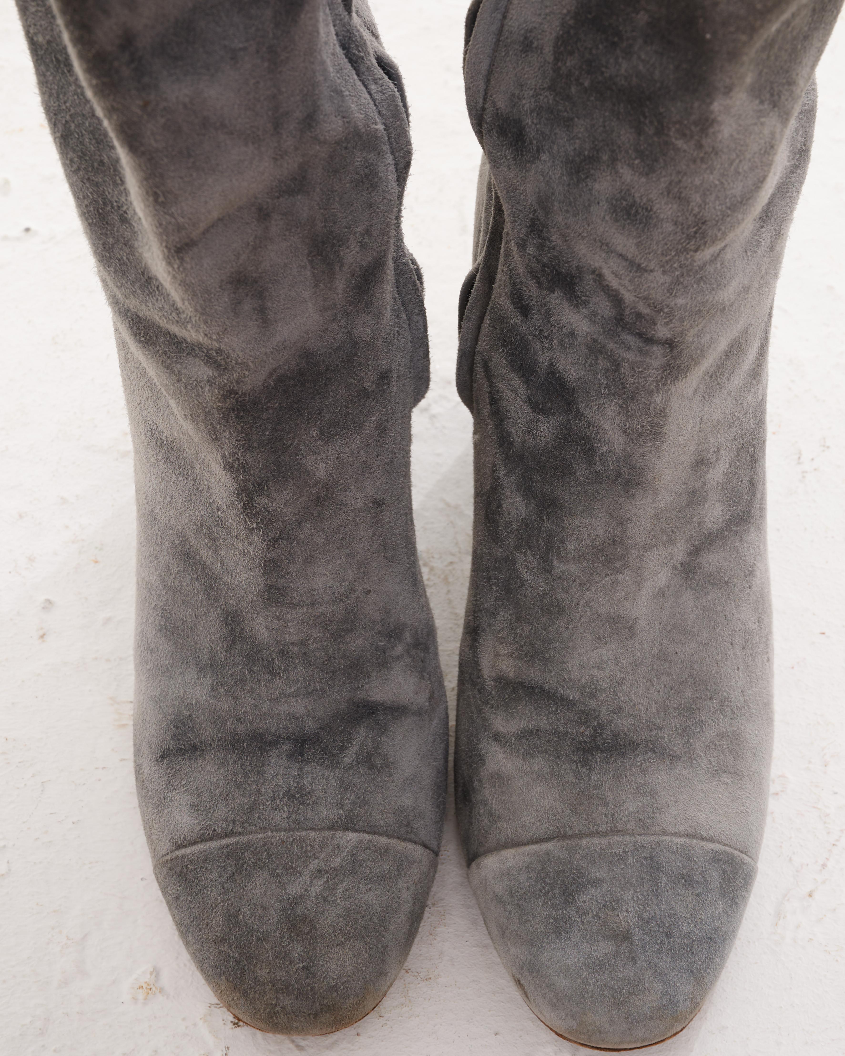 Chanel by Karl Lagerfield Suede High Brown Boots 39 For Sale 1