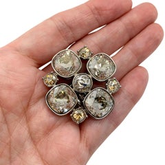 CHANEL by LAGERFELD Quatrefoil Large Crystal CC Logo Brooch 2009