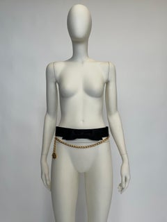 Chanel By Lagerfeld Silk Bow-Embellished Chainlink Coin Charm Waist Belt, FW1995