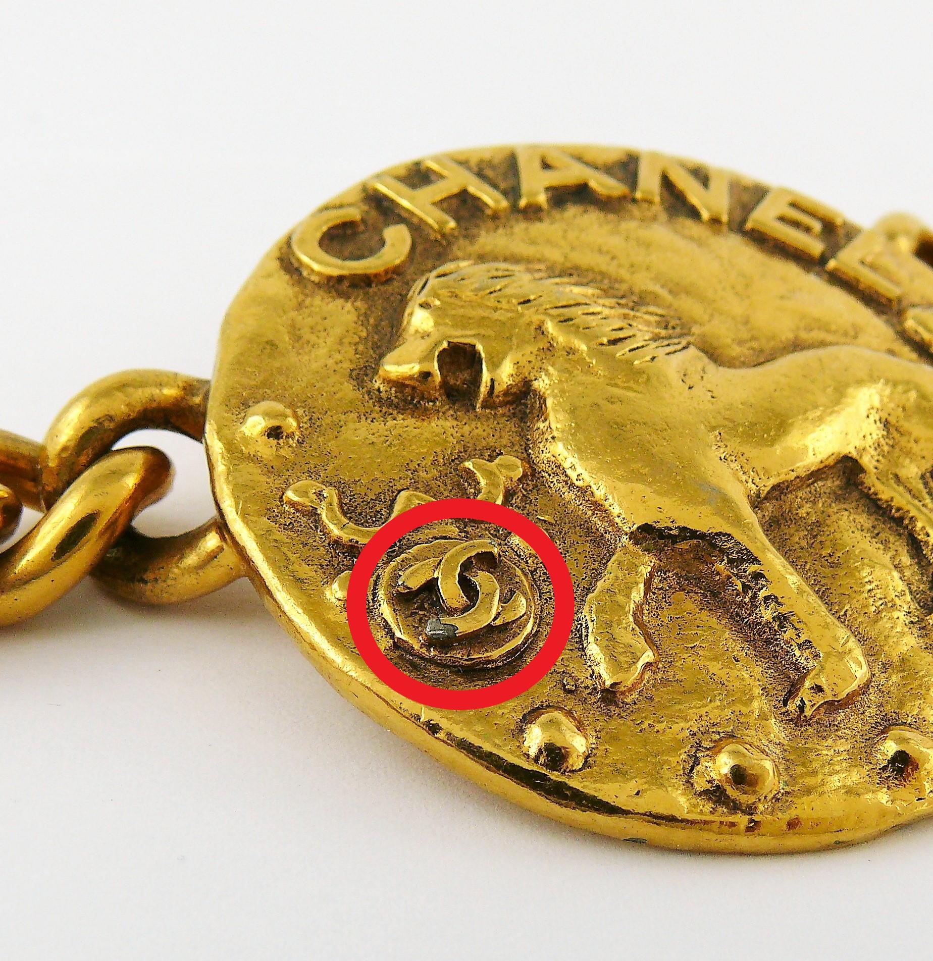 Chanel Vintage Zodiac Lion Medallion Choker Necklace 6