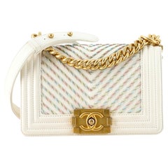 Chanel By The Sea Boy Flap Bag Chevron Embroidered Calfskin Small