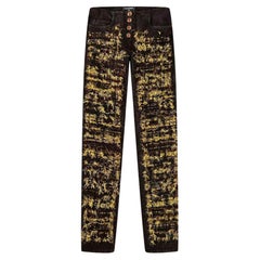 Chanel Byzance Collection Gold Tweed Detail Black Jeans