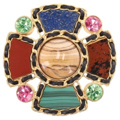 Chanel Byzante Over-sized Gripoix, Crystal Maltese Cross Brooch