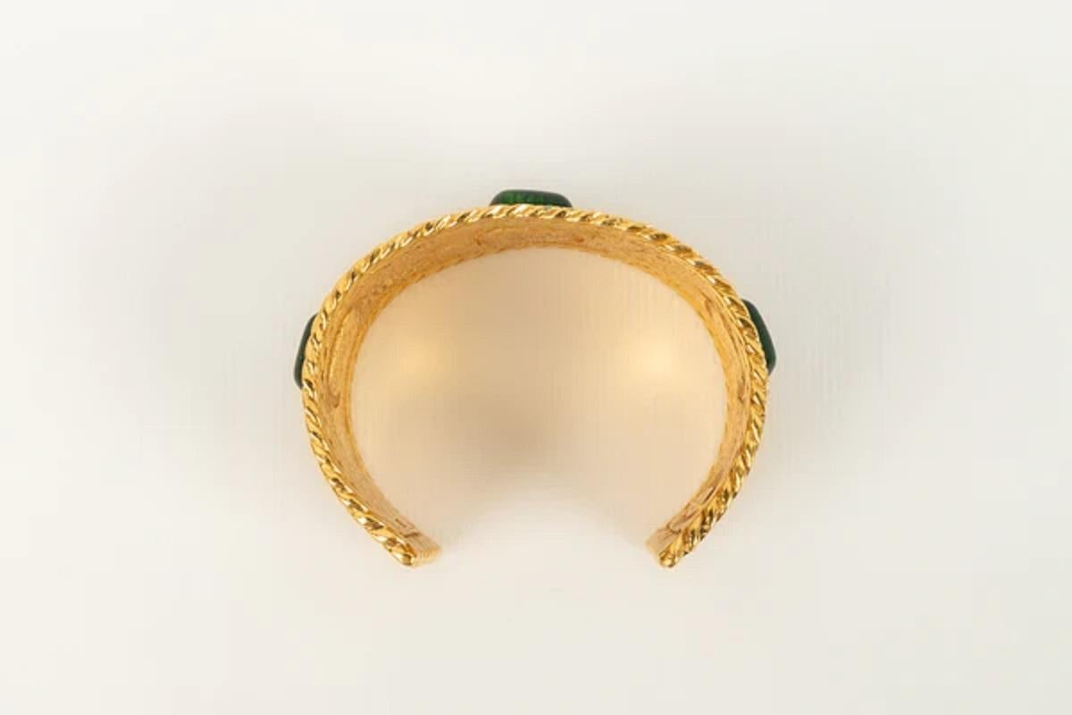 Women's Chanel Byzantine Bracelet in Gilded Metal and Cabochons in Green Glass Paste