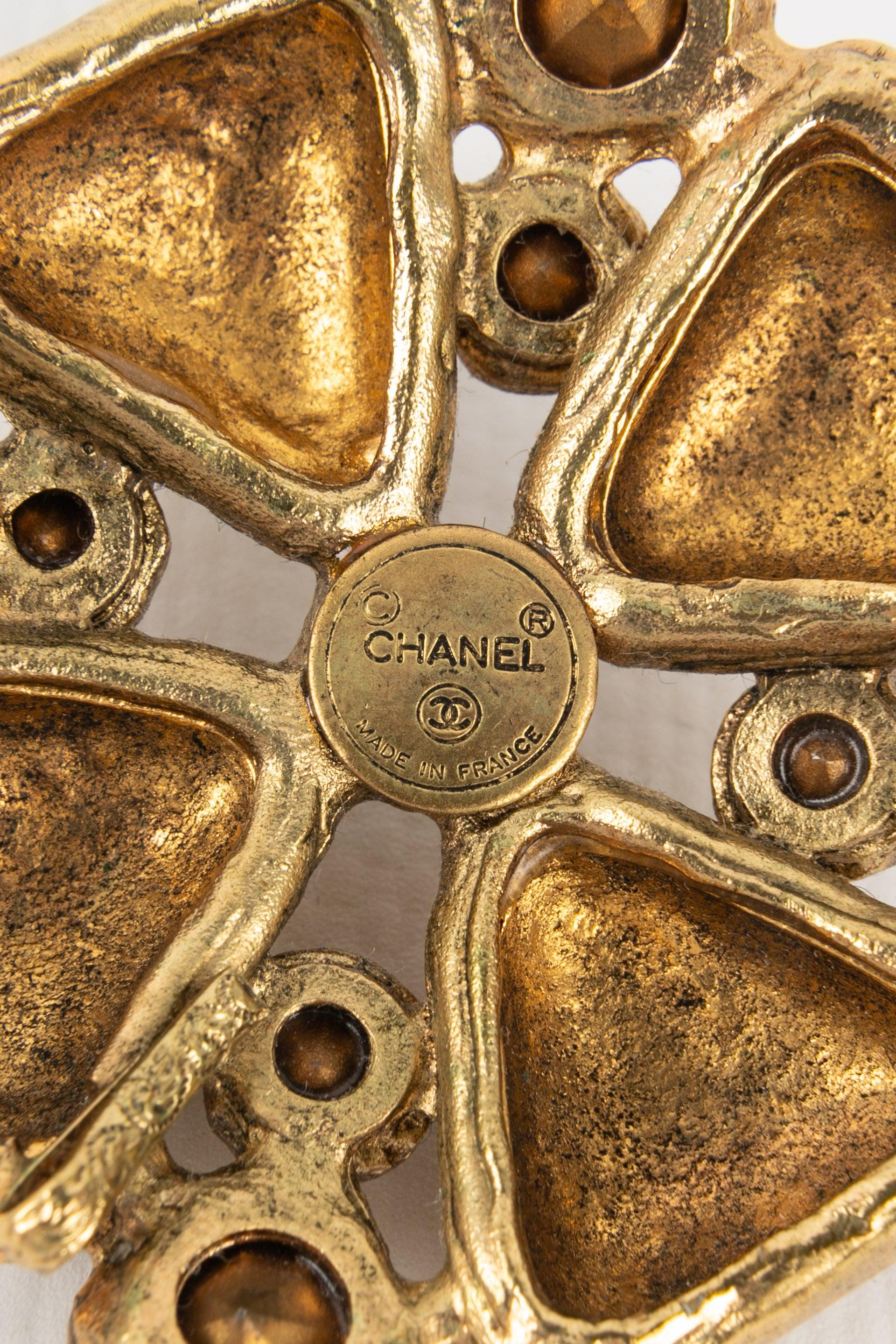 Women's Chanel Byzantine Brooch in Gold-Plated Metal, 1990s For Sale