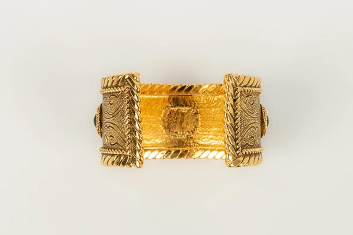 Chanel Byzantine Gilded Metal and Cabochons Bracelet For Sale 1