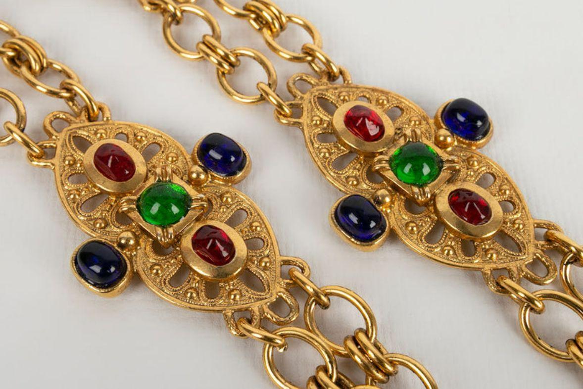 Chanel Byzantine Gold metal paved with multicolored cabochons belt, 1980 2