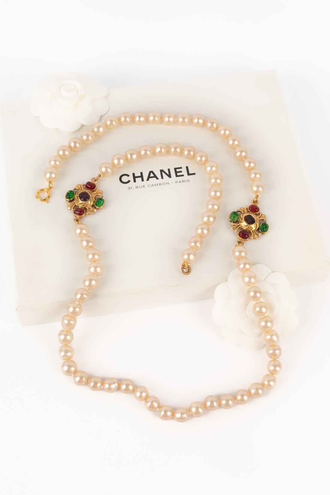 Chanel Byzantine Golden Metal Pearl Necklace, 1985 6
