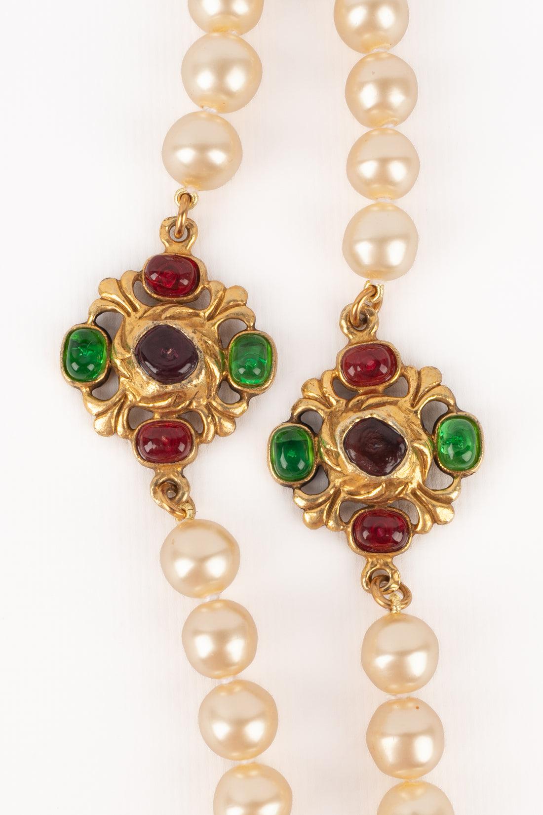 Women's Chanel Byzantine Golden Metal Pearl Necklace, 1985