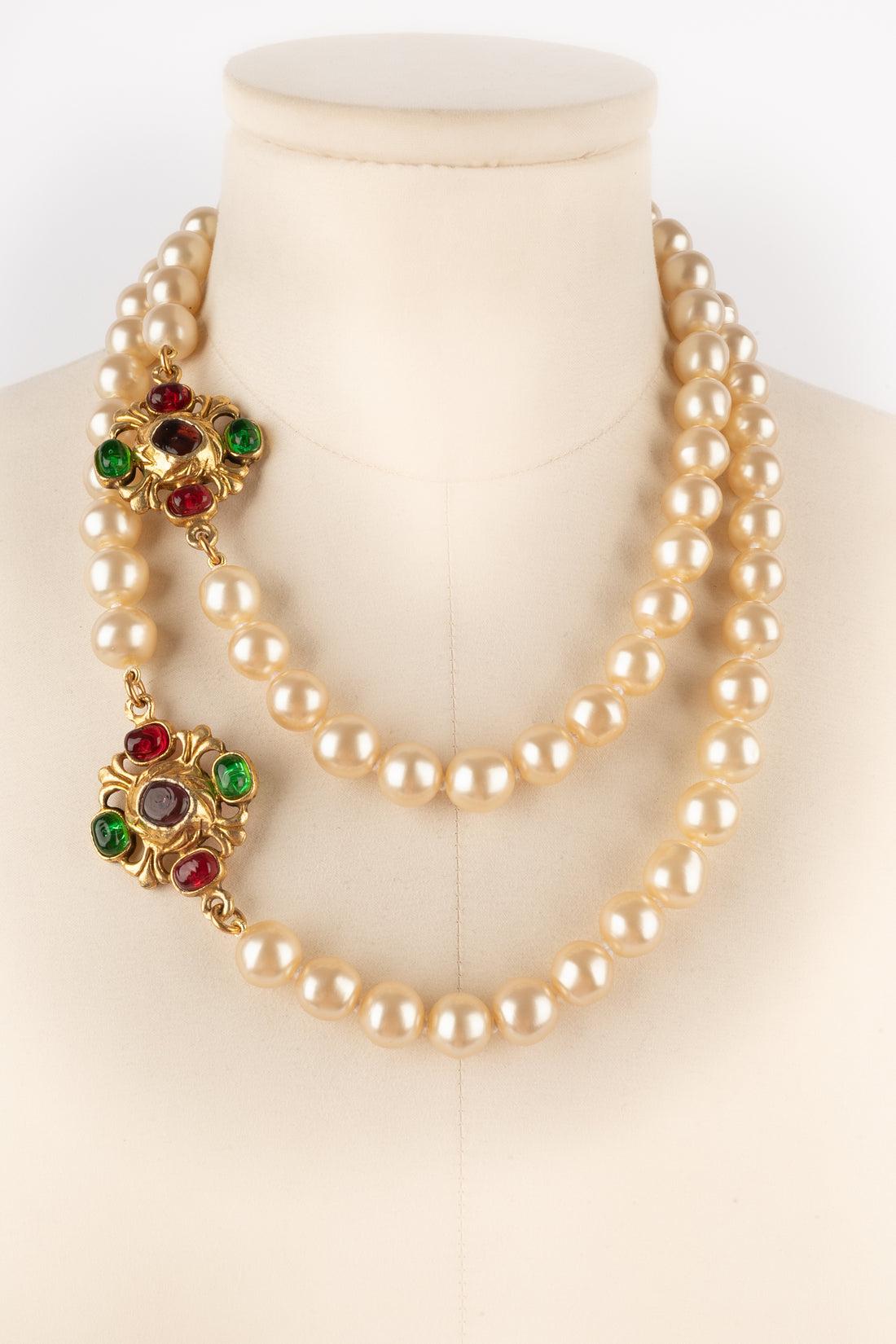 Chanel Byzantine Golden Metal Pearl Necklace, 1985 1