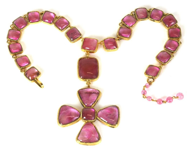 Chanel Byzantine Maltese Cross Ruby Necklace at 1stDibs | chanel pink ruby