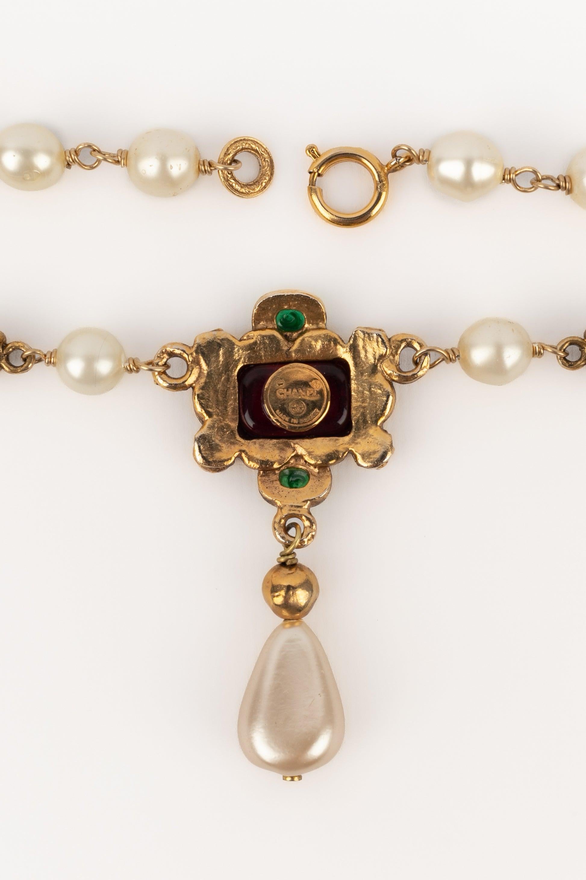 Chanel Byzantine Necklace with Costume Pearls, 1980s 2