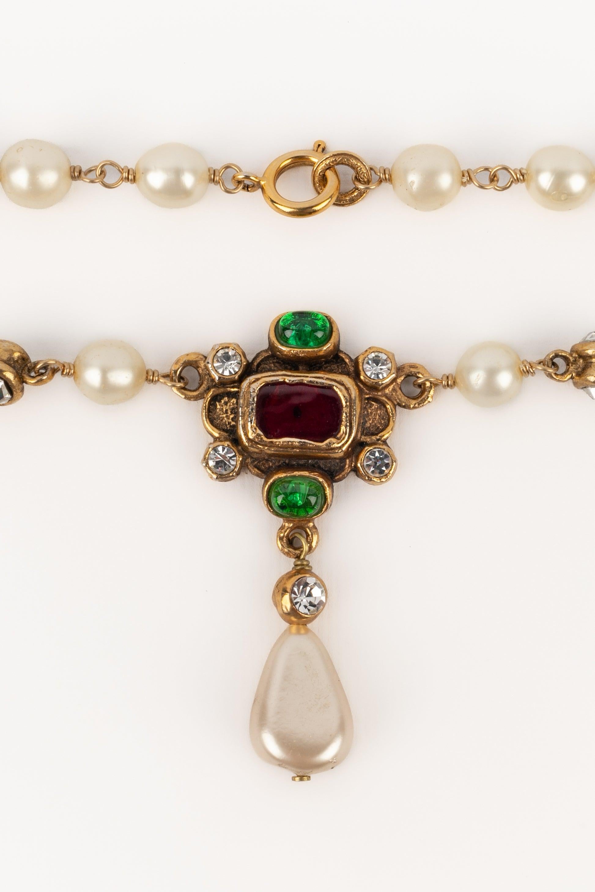 Chanel Byzantine Necklace with Costume Pearls, 1980s 4
