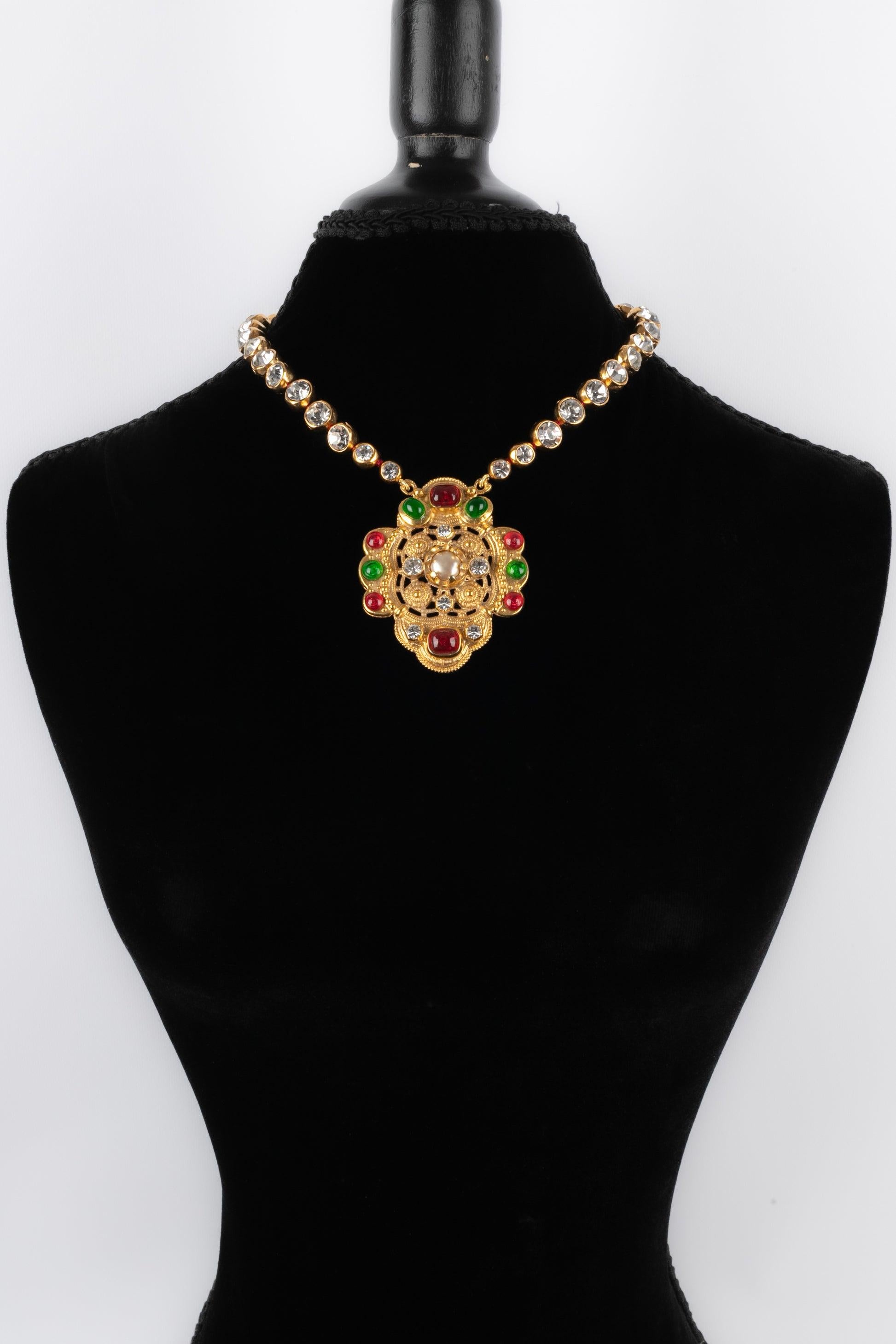 Women's Chanel Byzantine Necklace with Glass Paste and Rhinestones For Sale