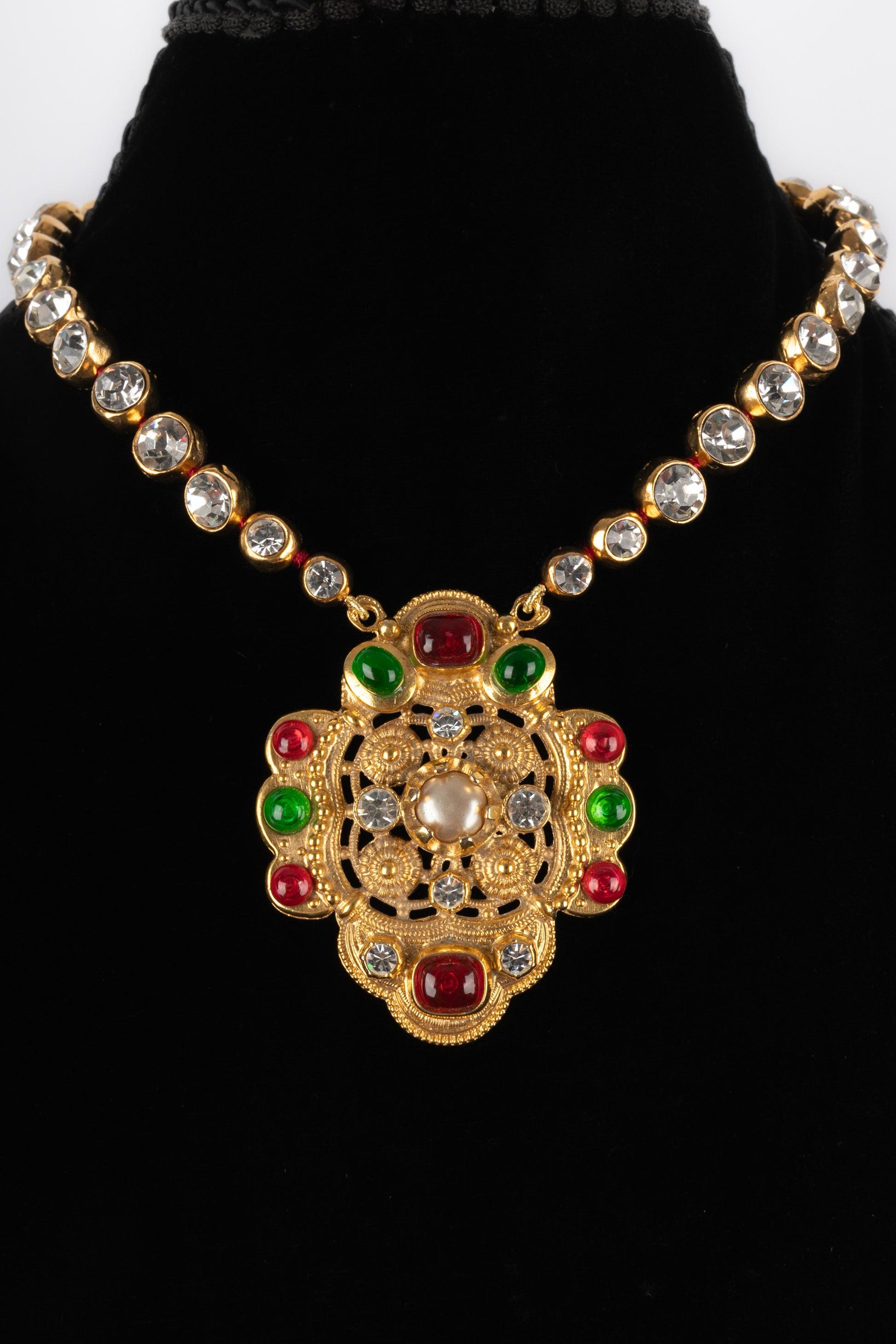 Chanel Byzantine Necklace with Glass Paste and Rhinestones For Sale 1