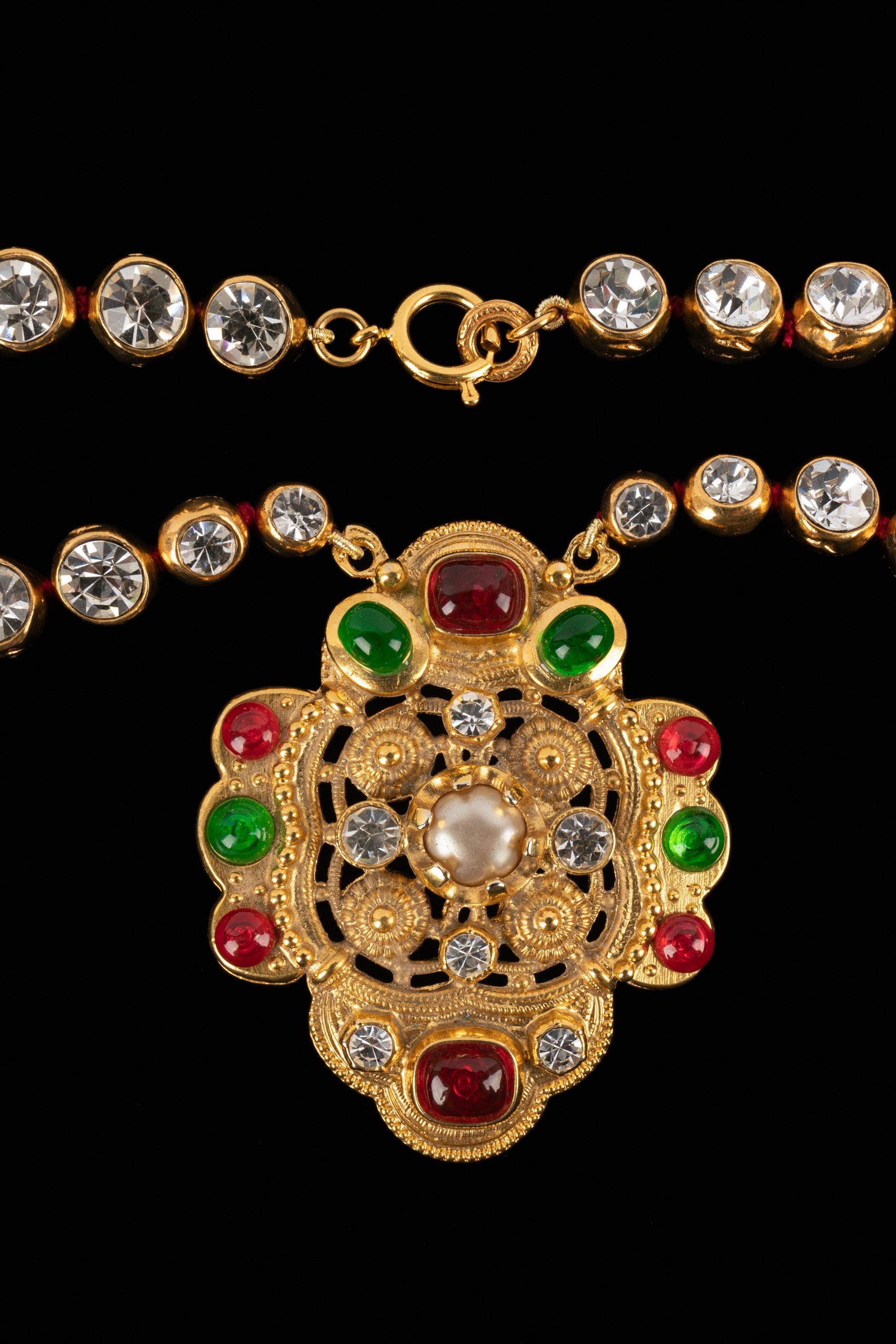 Chanel Byzantine Necklace with Glass Paste and Rhinestones For Sale 5