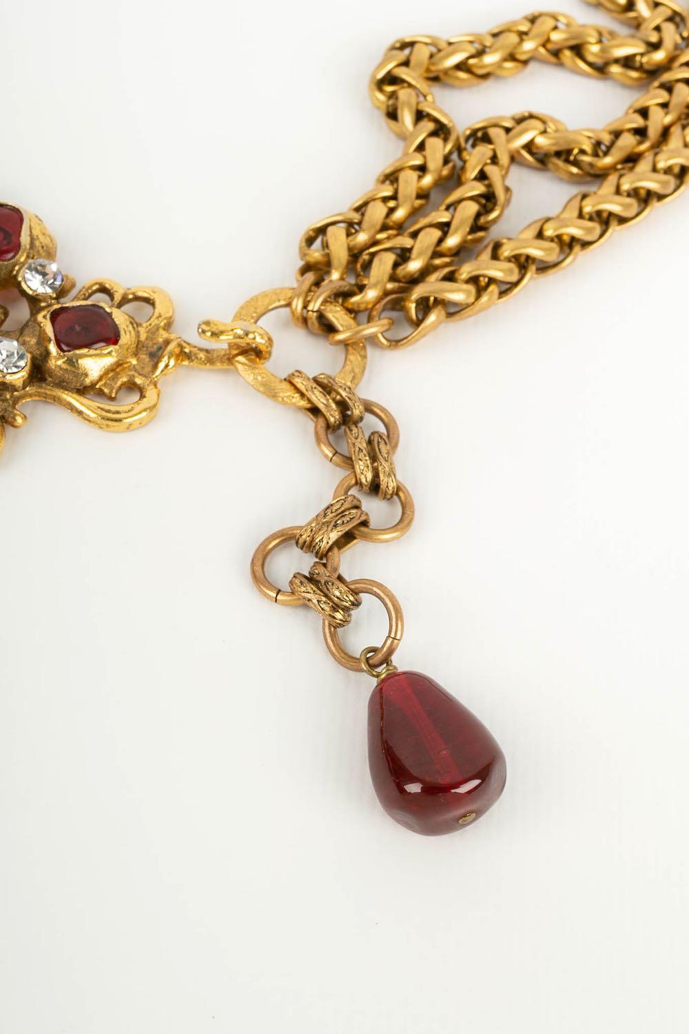 Chanel Gürtel im byzantinischen Stil aus Goldmetall und farbigem Glaspassepartout Damen im Angebot