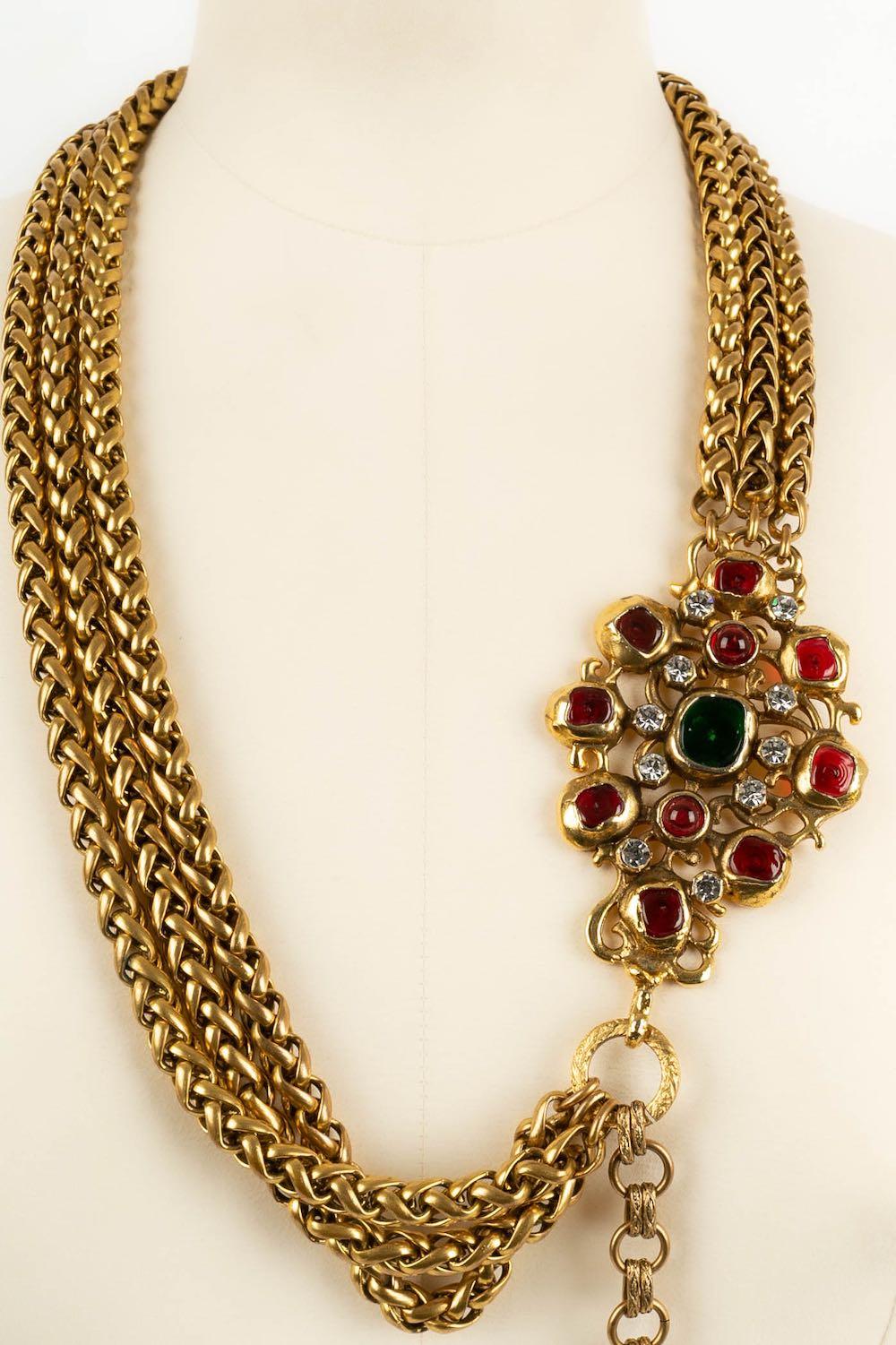 Chanel Gürtel im byzantinischen Stil aus Goldmetall und farbigem Glaspassepartout im Angebot 4