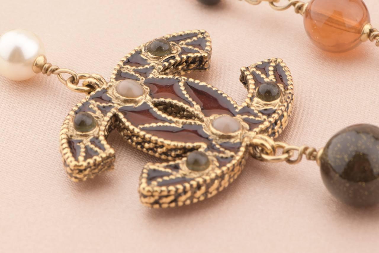 Chanel Byzantinischer Stil CC Logo Lange Kette Halskette Damen