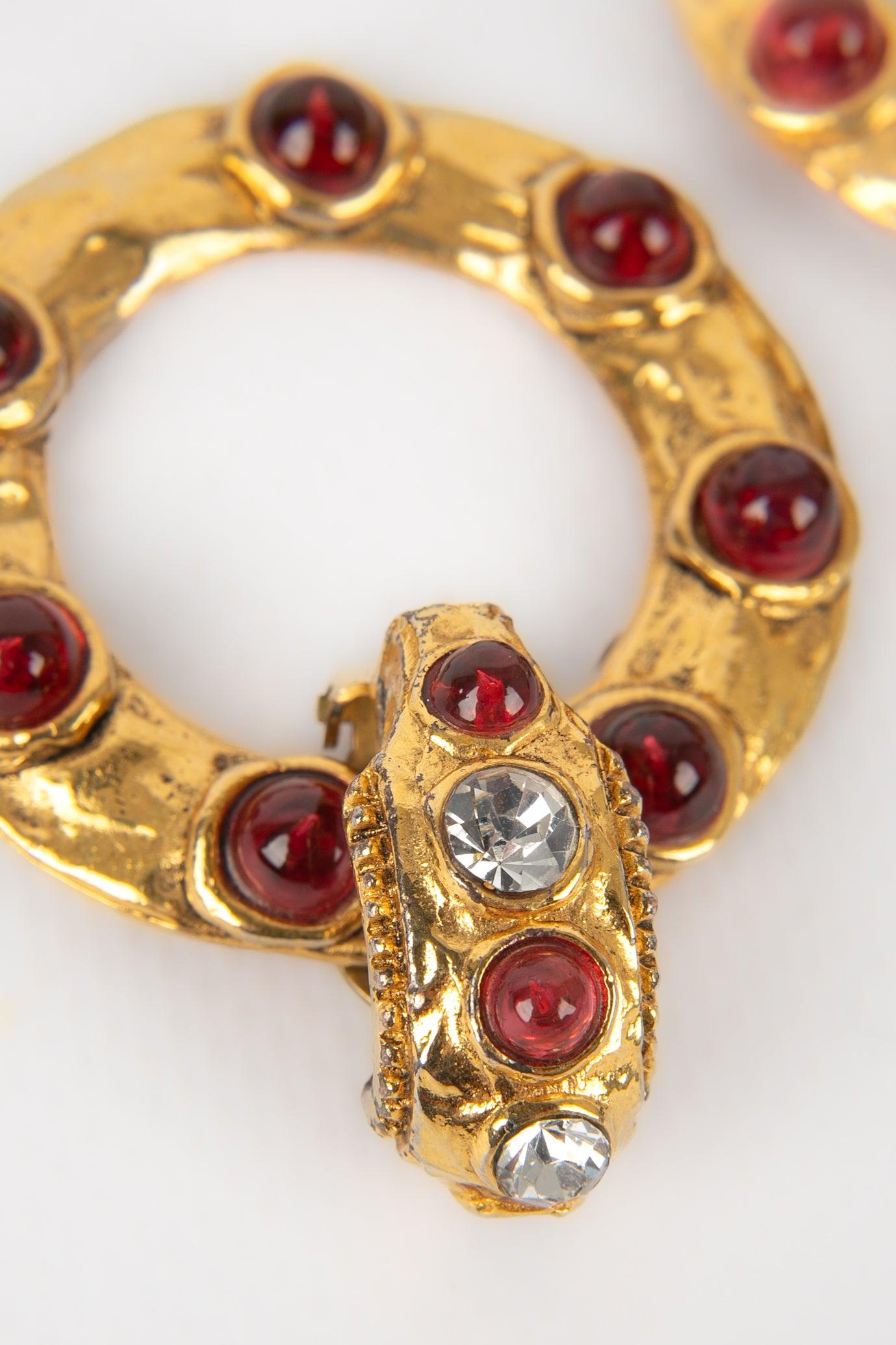 Women's Chanel Byzantine-Style Golden Metal Earrings, 1980s For Sale