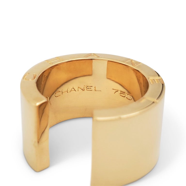 Chanel 'C Signature' Yellow Gold Open Band Ring at 1stDibs
