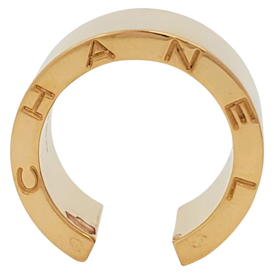 Chanel 'C Signature' Yellow Gold Open Band Ring at 1stDibs