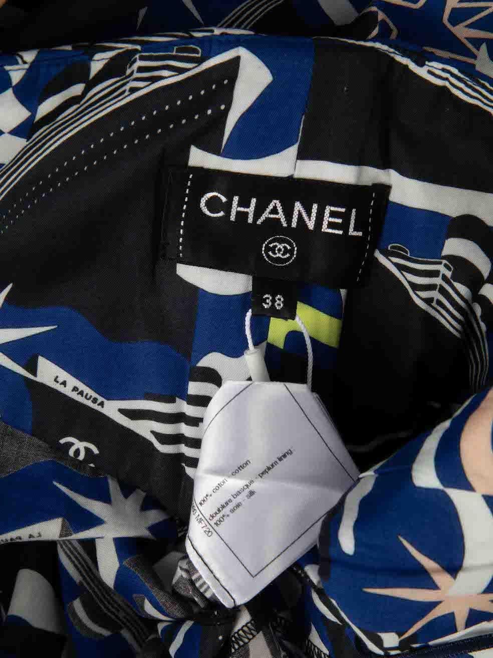 Chanel C18-19 Cruise Kollektion Abstrakte Hose mit hoher Taille Größe M Damen im Angebot