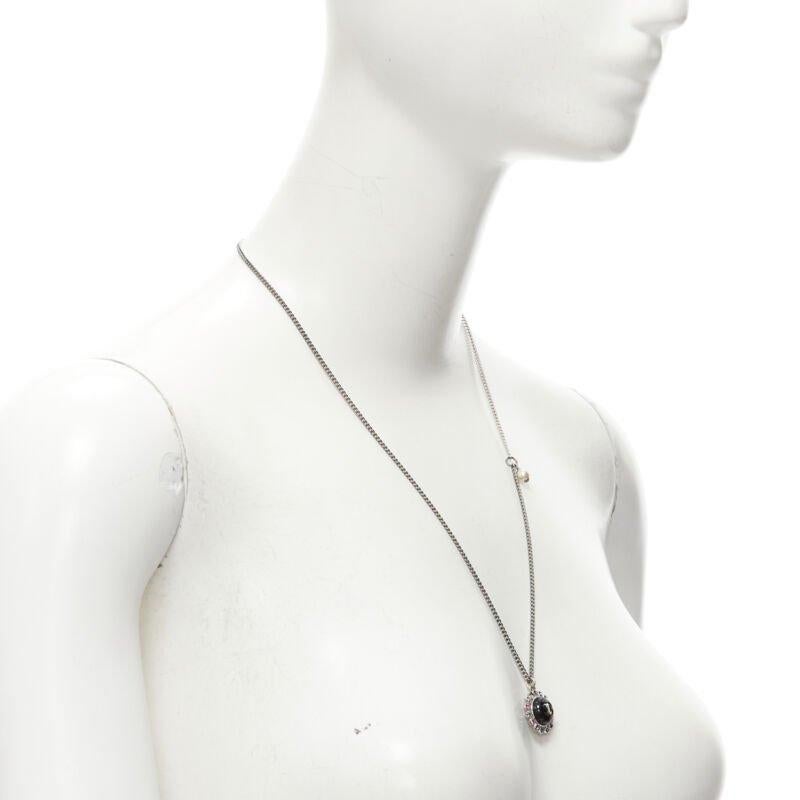 CHANEL C18B CC logo micro black acrylic colorful crystals pearl necklace In New Condition In Hong Kong, NT