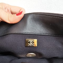 Chanel C19 Large Black Canvas Quilted Flap Bag