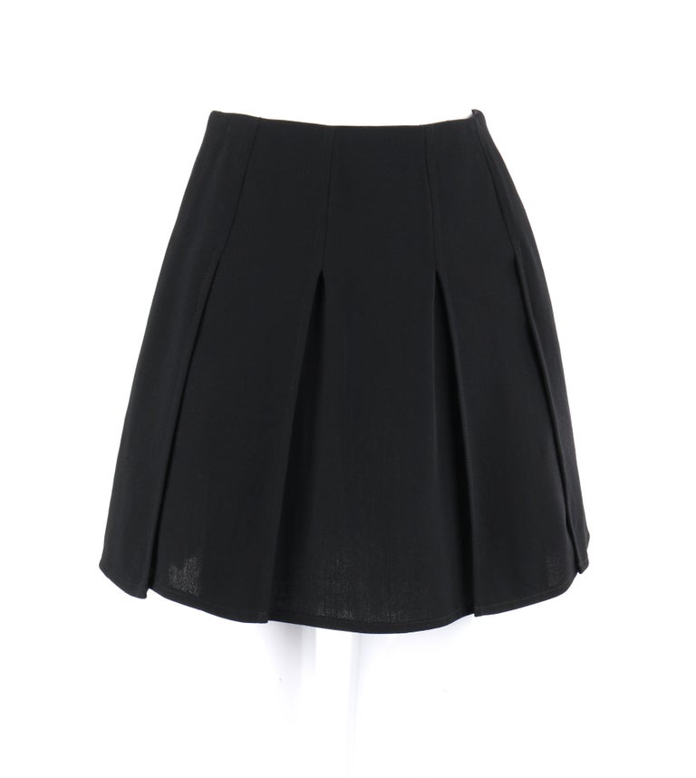 CHANEL c.1980's Boutique Classic Black Wool Panel Pleated Mini Skirt at  1stDibs