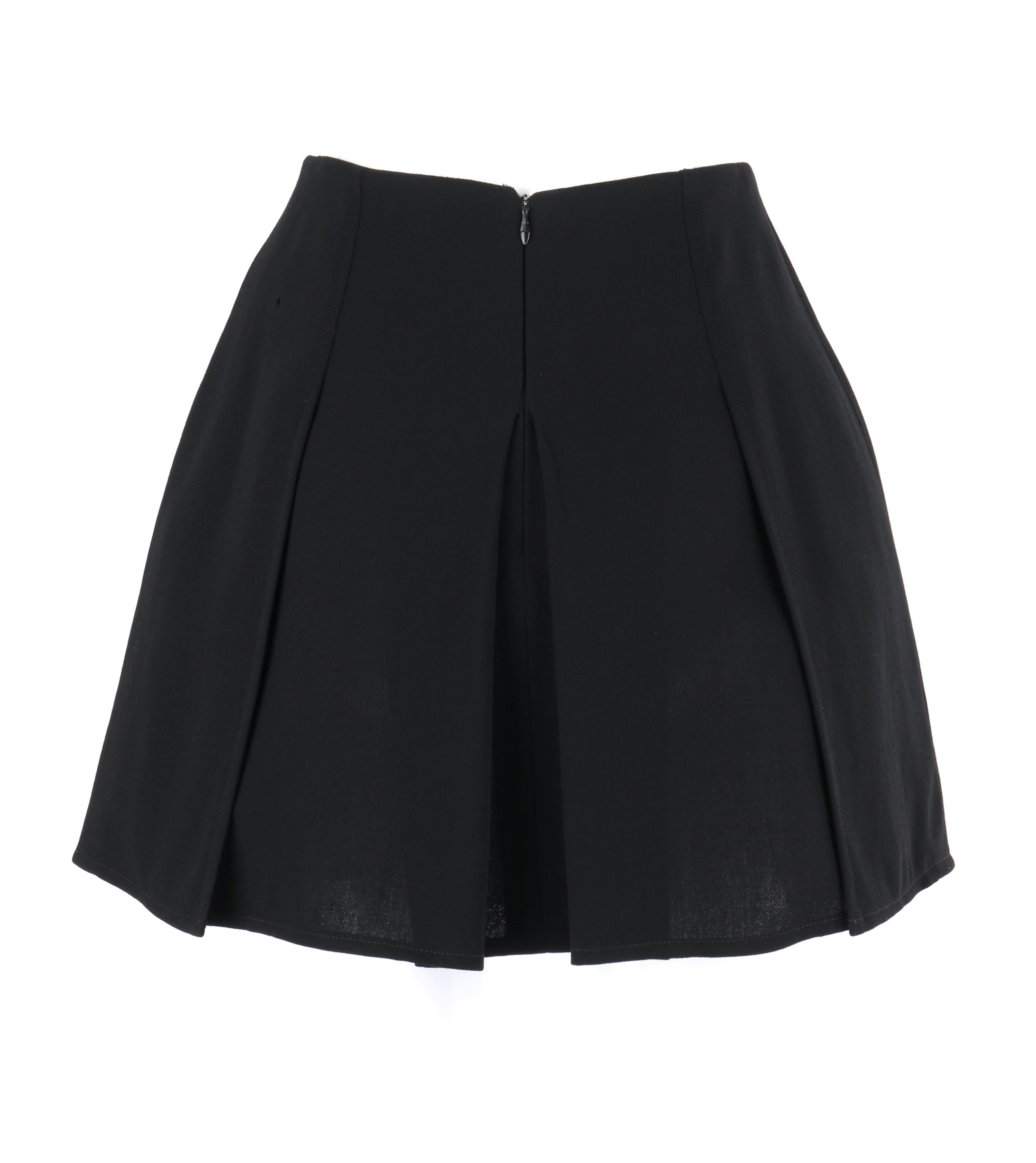 black wool pleated skirt