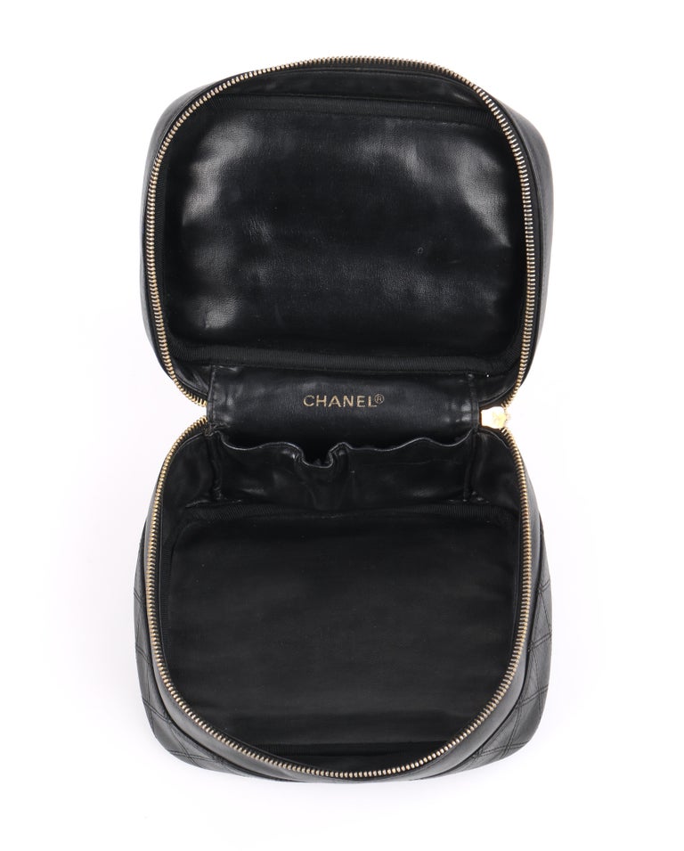 Download CHANEL c.1990's Black Leather Quilted Zip Around Cosmetic ...