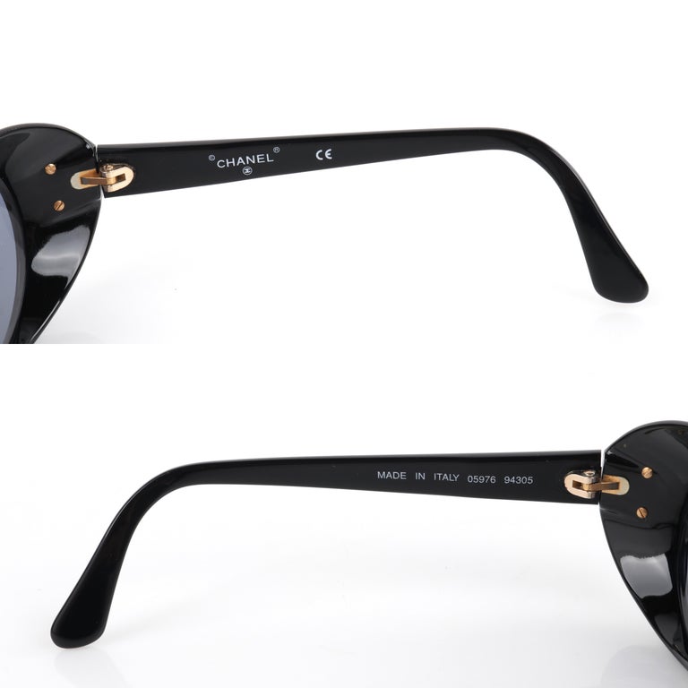 chanel sunglasses black with white trim