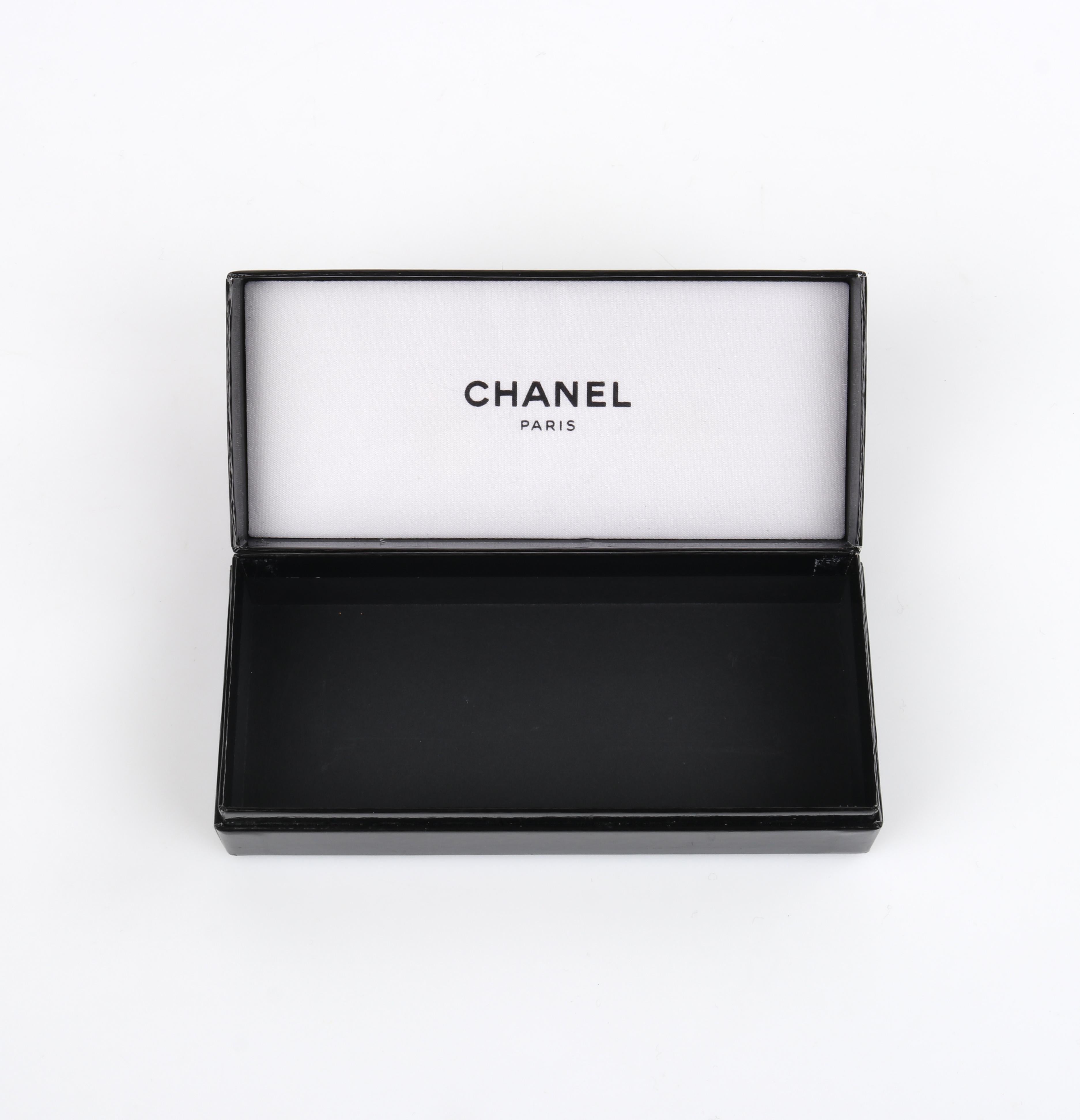 CHANEL c.1990's Black Oval Goggle Gold CC Logo Plastic Sunglasses 05976 w/Box 1