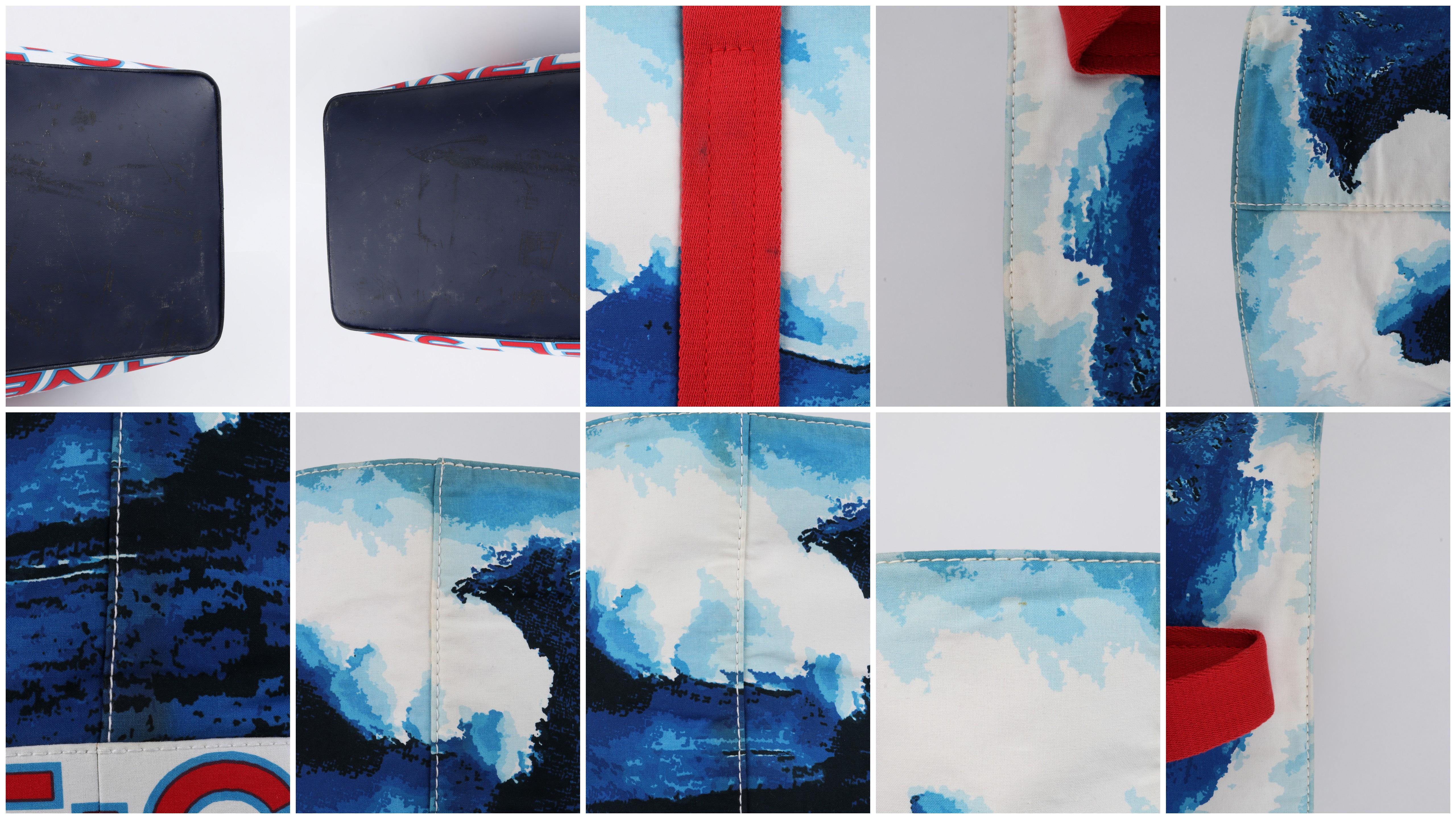 CHANEL c.2002 Rot Weiß Blau CC Surf Wave Canvas Beach Bag Large Tote im Angebot 8