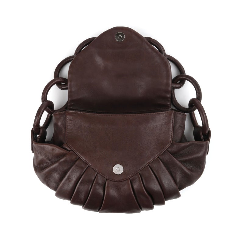 Pleated Faux Leather Color Chain Bag