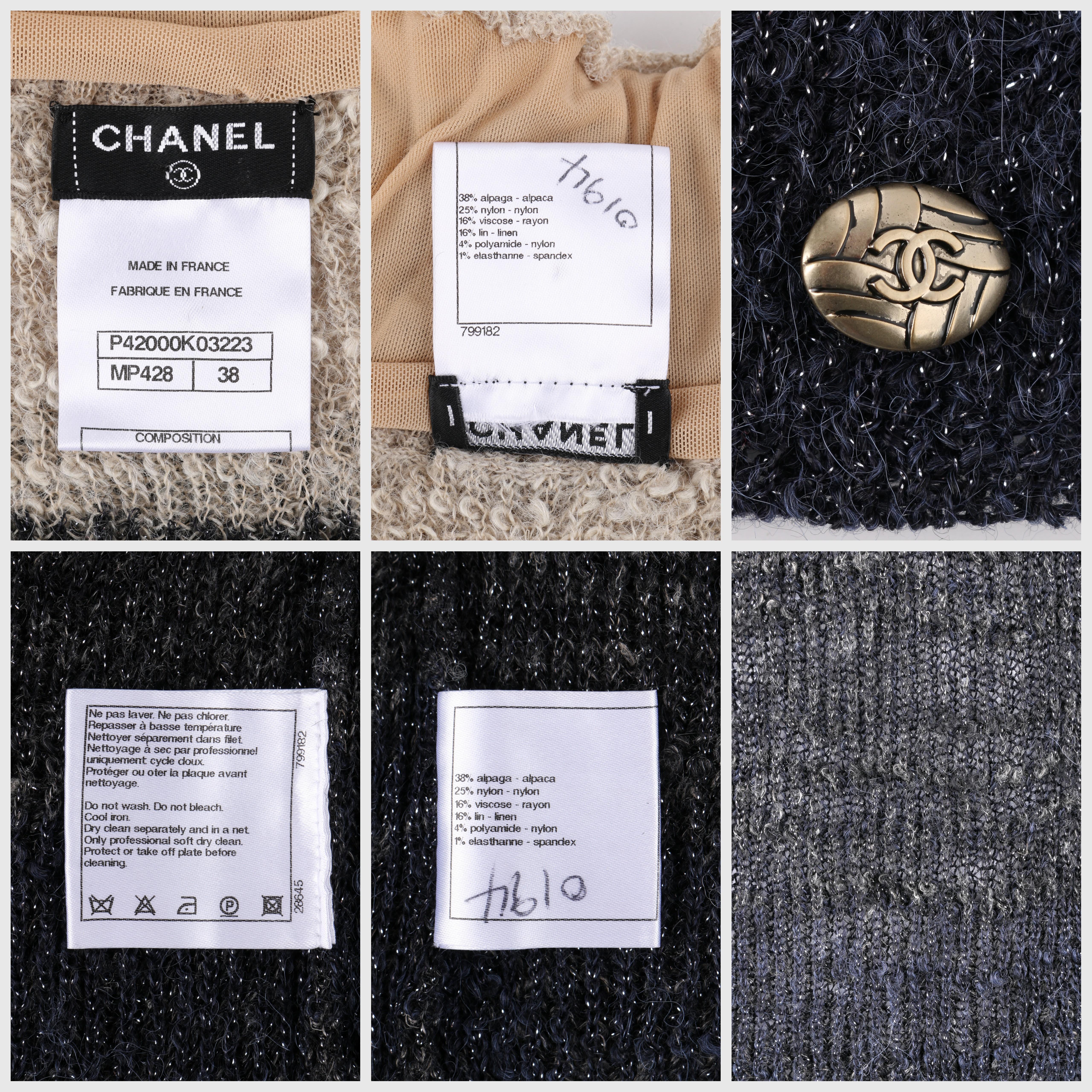 CHANEL c.2012 Navy & Beige Alpaca Wool Shimmering Ombré Turtleneck Sweater 1
