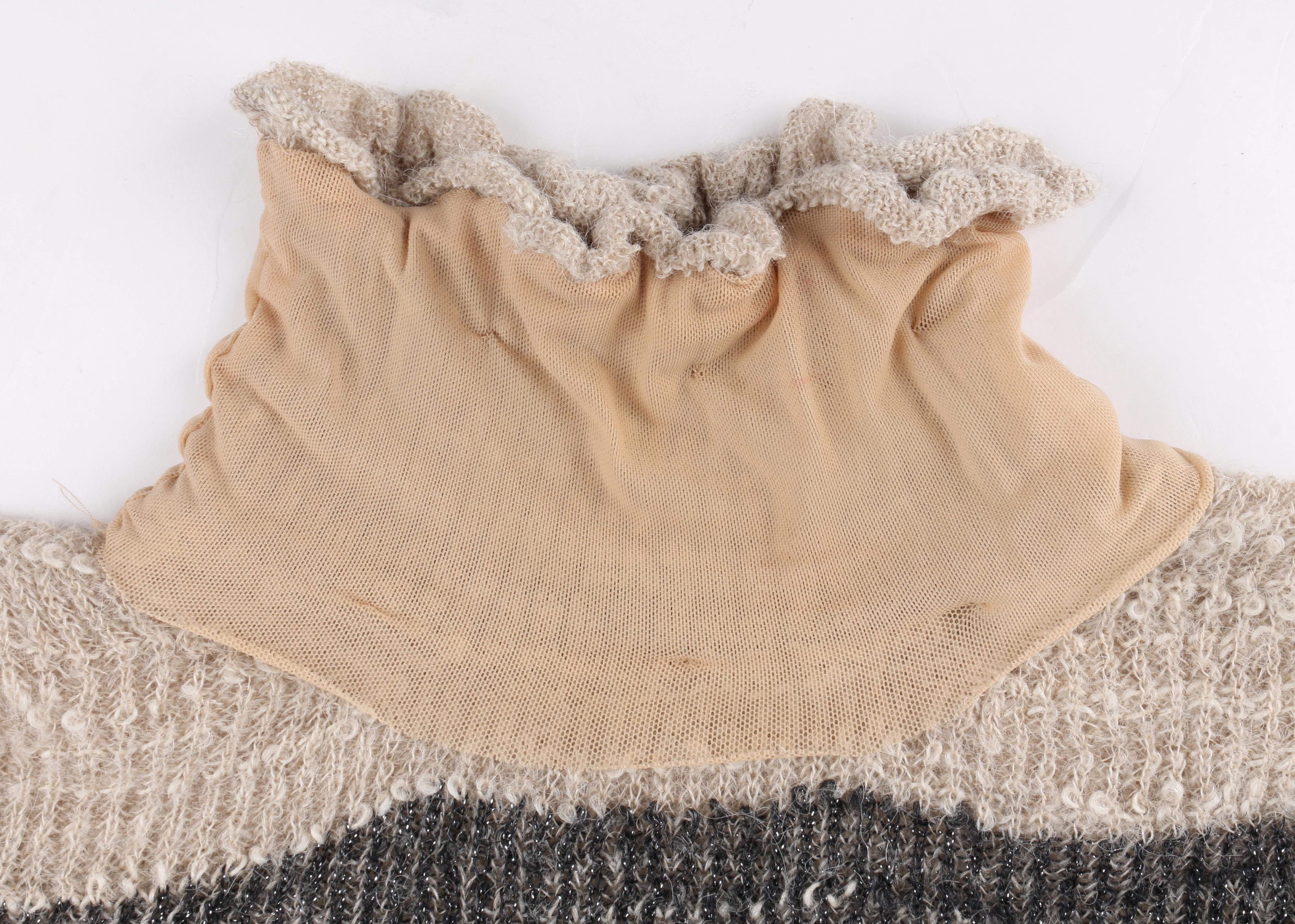 CHANEL c.2012 Navy & Beige Alpaca Wool Shimmering Ombré Turtleneck Sweater 2