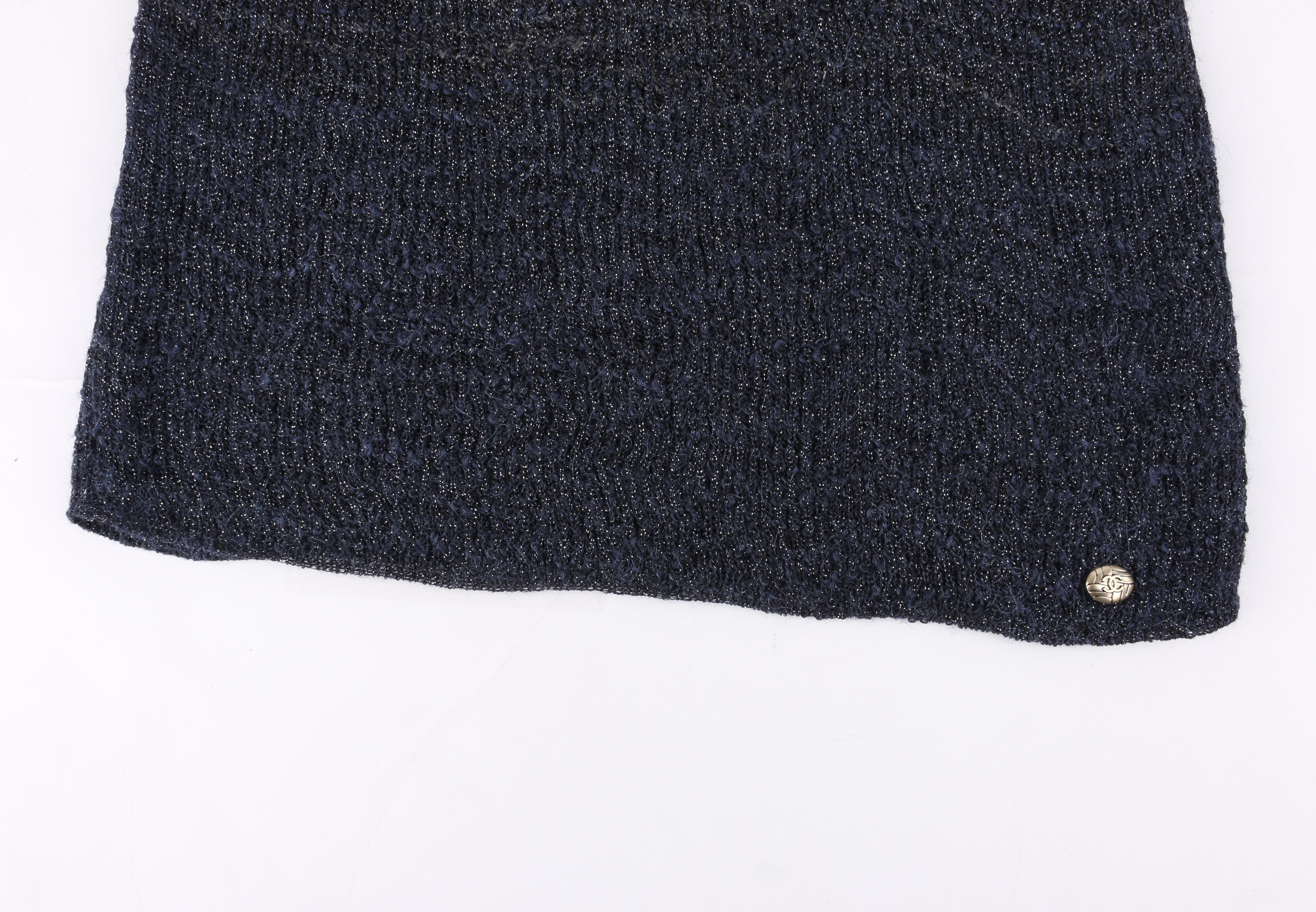 CHANEL c.2012 Navy & Beige Alpaca Wool Shimmering Ombré Turtleneck Sweater 3
