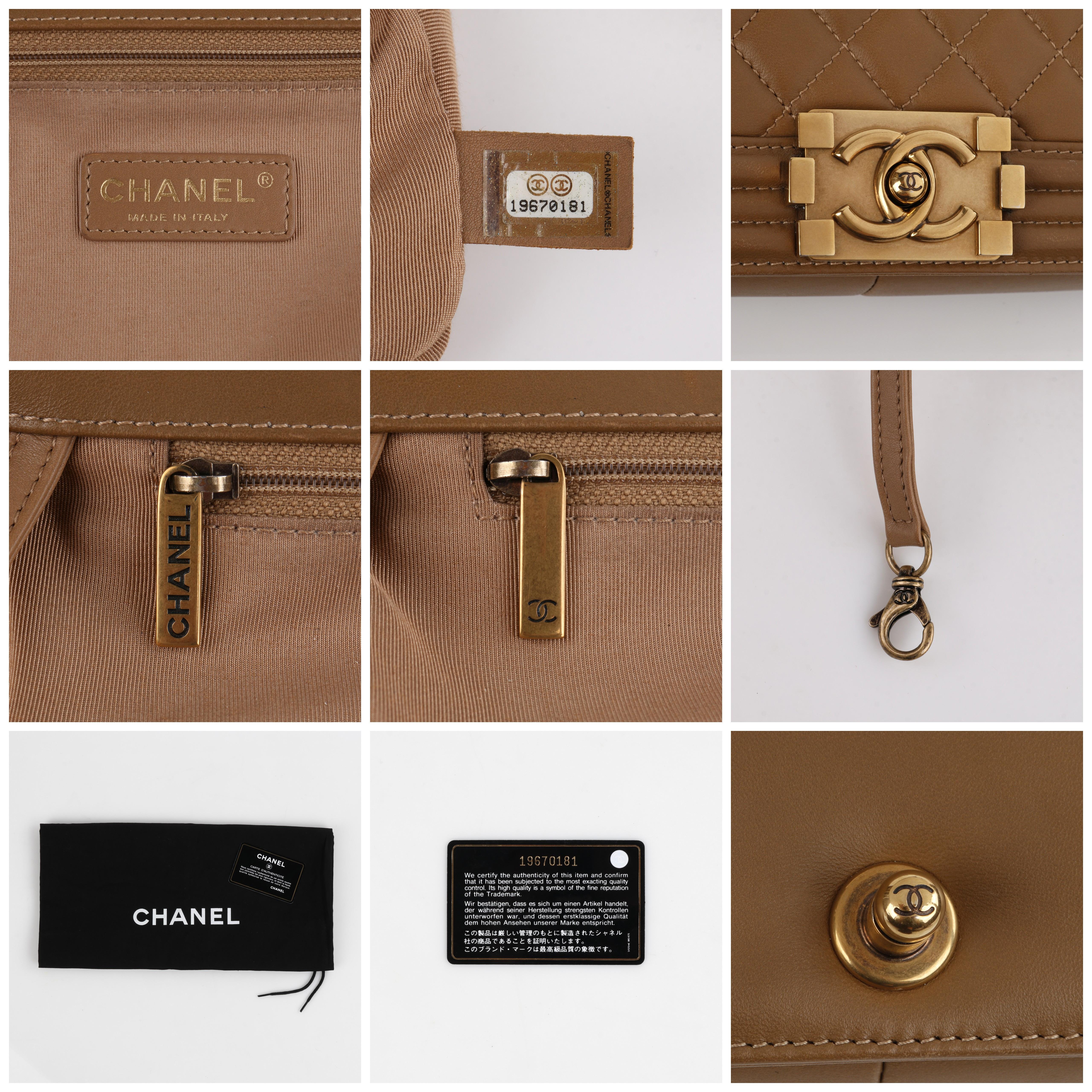 CHANEL c.2014 “Boy” Tan Quilted Leather Gold Hardware Cross-body Shoulder Bag 5