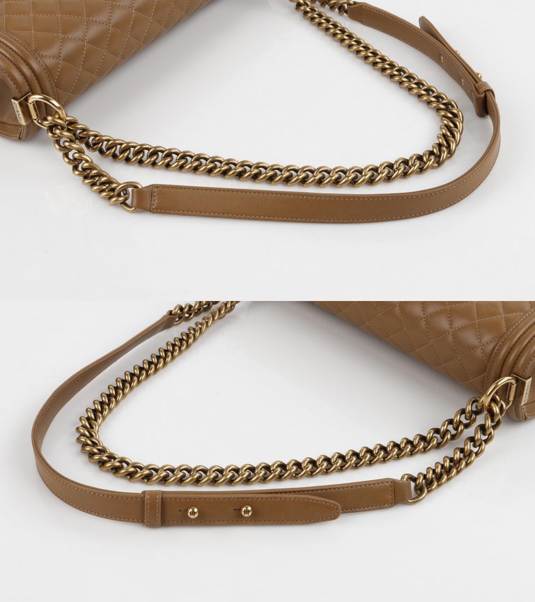 CHANEL c.2014 “Boy” Tan Quilted Leather Gold Hardware Crossbody