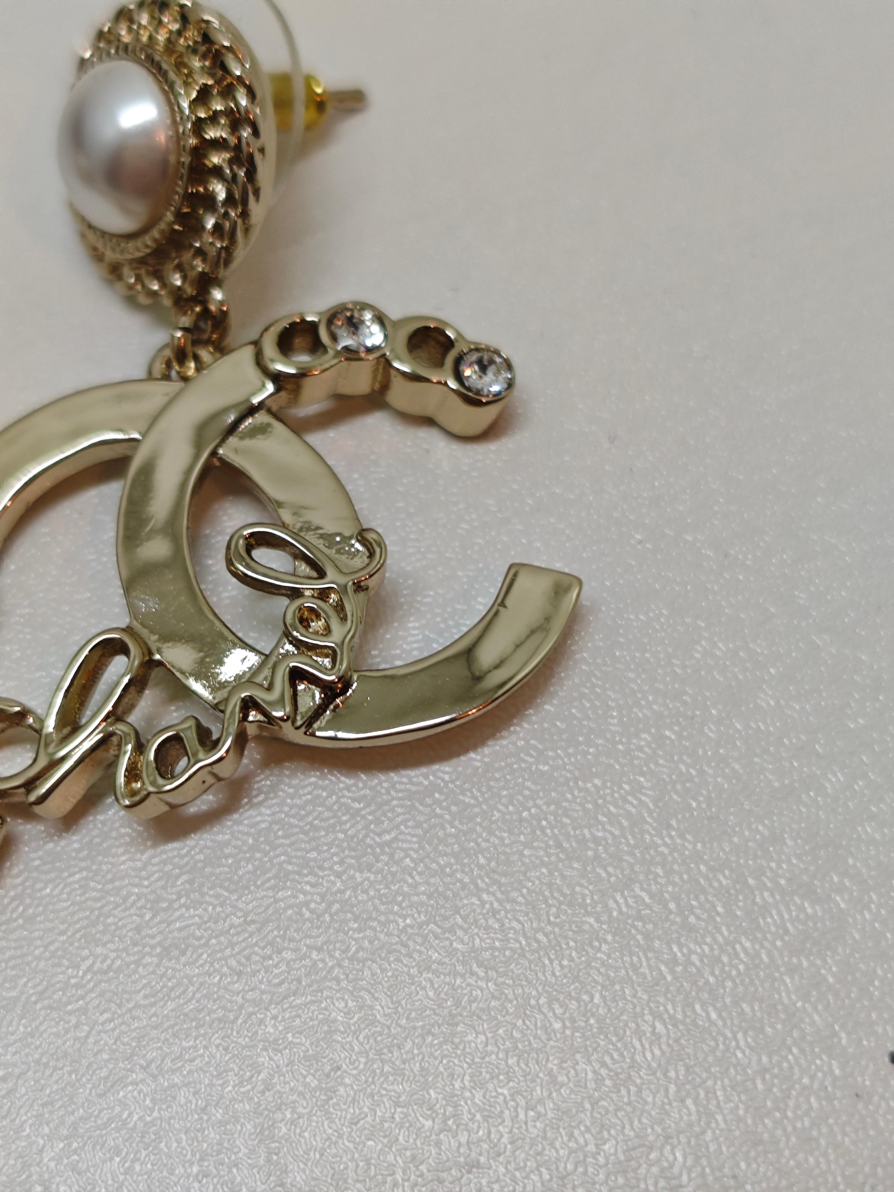 Chanel C22 Large CC Alphabet Oversized Earrings For Sale 2